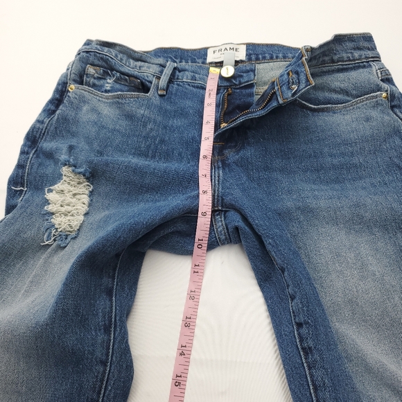 FRAME Womens Le Garcon Distressed Denim Crop Fray Hem Jeans in Newport Size 24 - Picture 8 of 12
